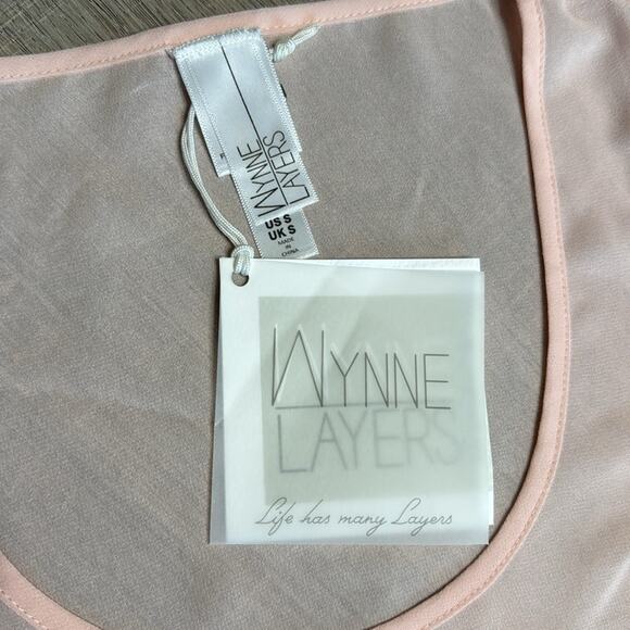 WYNNE LAYERS Semi Sheer Blush Pink Sleeveless Flowy Tank Top Blouse Women’s - Picture 2 of 9